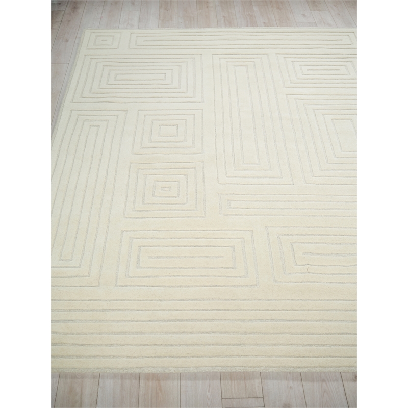 Teton Hand-Tufted New Zealand Wool Silver/Ivory 6'x9' Area Rug