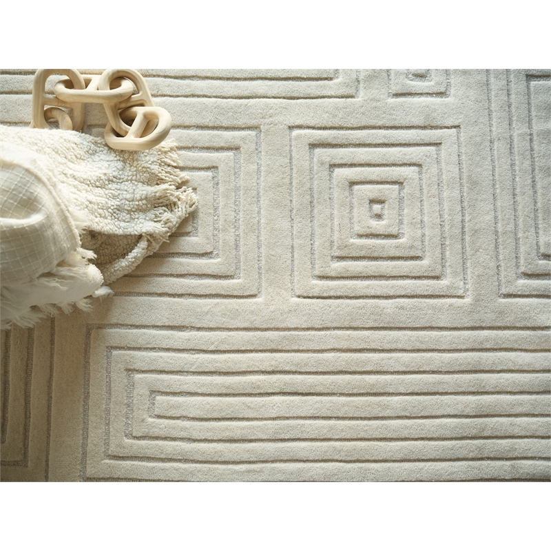 Teton Hand-Tufted New Zealand Wool Silver/Ivory 6'x9' Area Rug