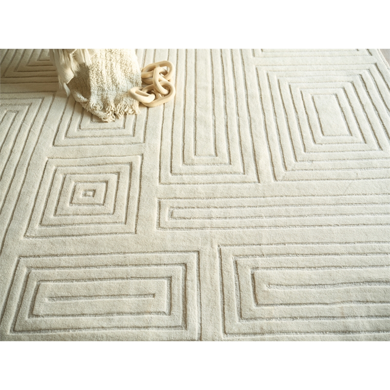 Teton Hand-Tufted New Zealand Wool Silver/Ivory 6'x9' Area Rug