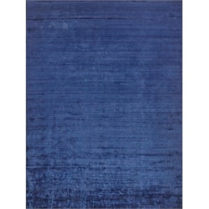 The Blues Handloomed Bamboo Silk Navy 8'x10' Area Rug