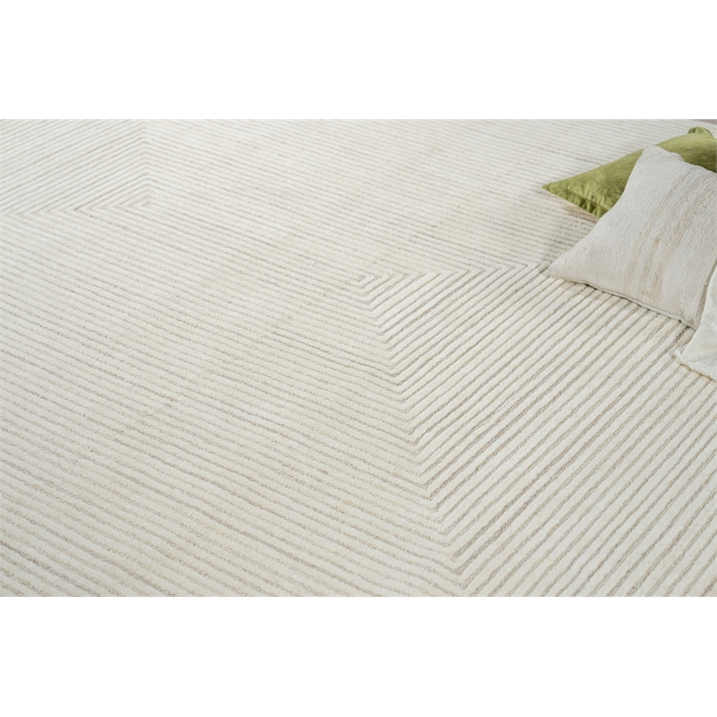 Teton Hand-Tufted New Zealand Wool Beige/Ivory 9'x12' Area Rug