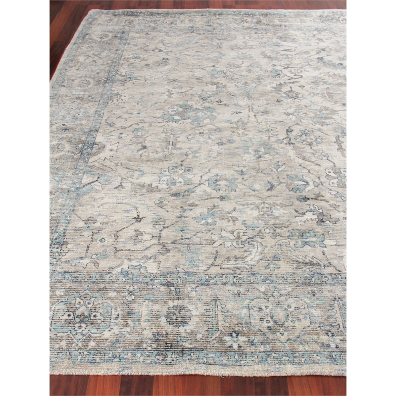 Tuscany Handloomed Wool/Bamboo Silk Beige/Blue 8'x10' Area Rug