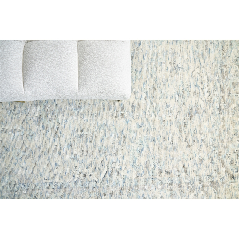 Tuscany Handloomed Wool/Bamboo Silk Beige/Blue 8'x10' Area Rug