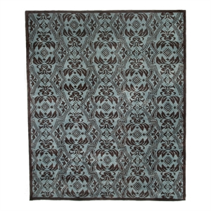 Tufted Contemporary Hand-Tufted New Zealand Wool Blue/Brown 12'x15' Area Rug