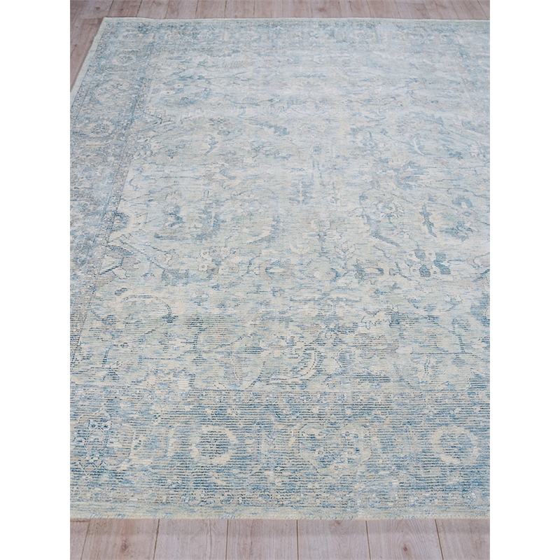 Tuscany Handloomed Wool/Bamboo Silk Ivory/Blue 12'x15' Area Rug