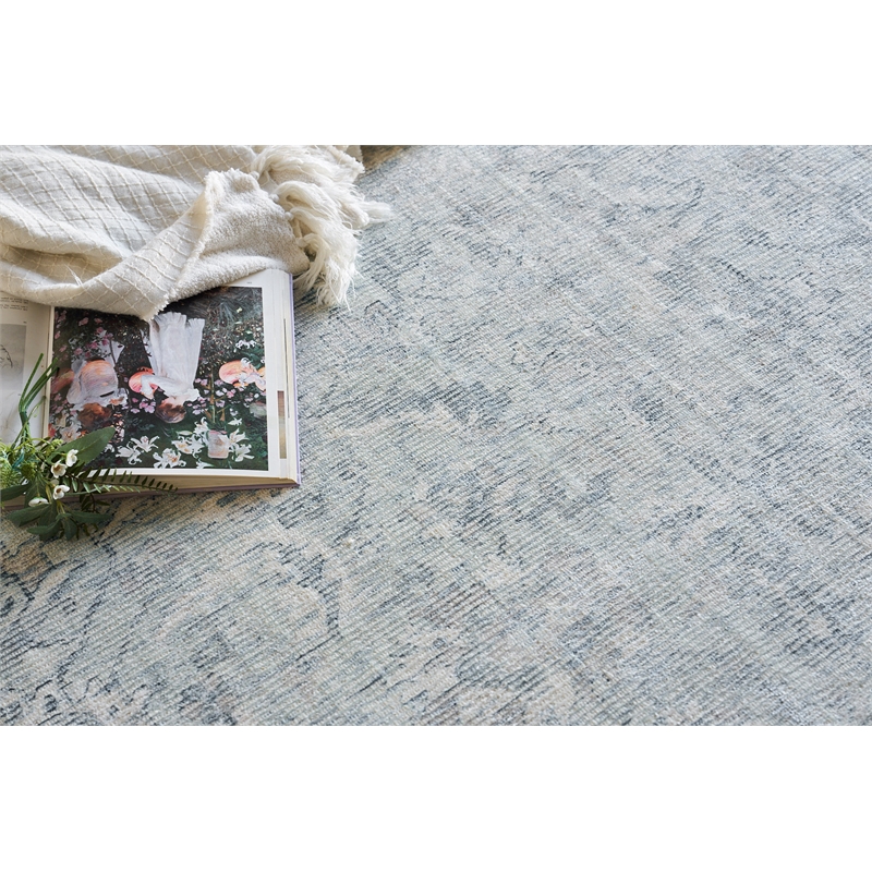 Tuscany Handloomed Wool/Bamboo Silk Ivory/Blue 12'x15' Area Rug