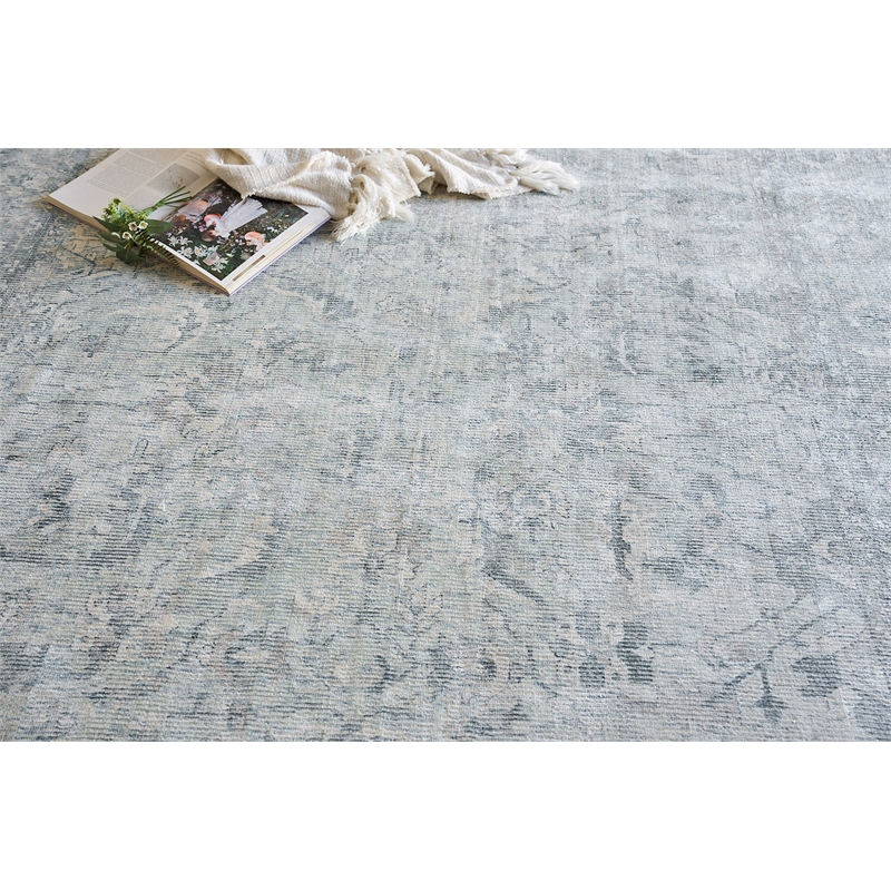 Tuscany Handloomed Wool/Bamboo Silk Ivory/Blue 12'x15' Area Rug