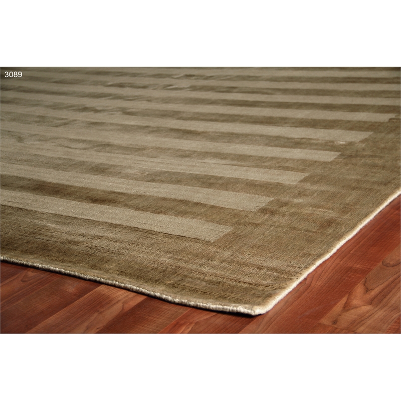 Wide Stripe Handloomed Viscose Dark Beige 14'6