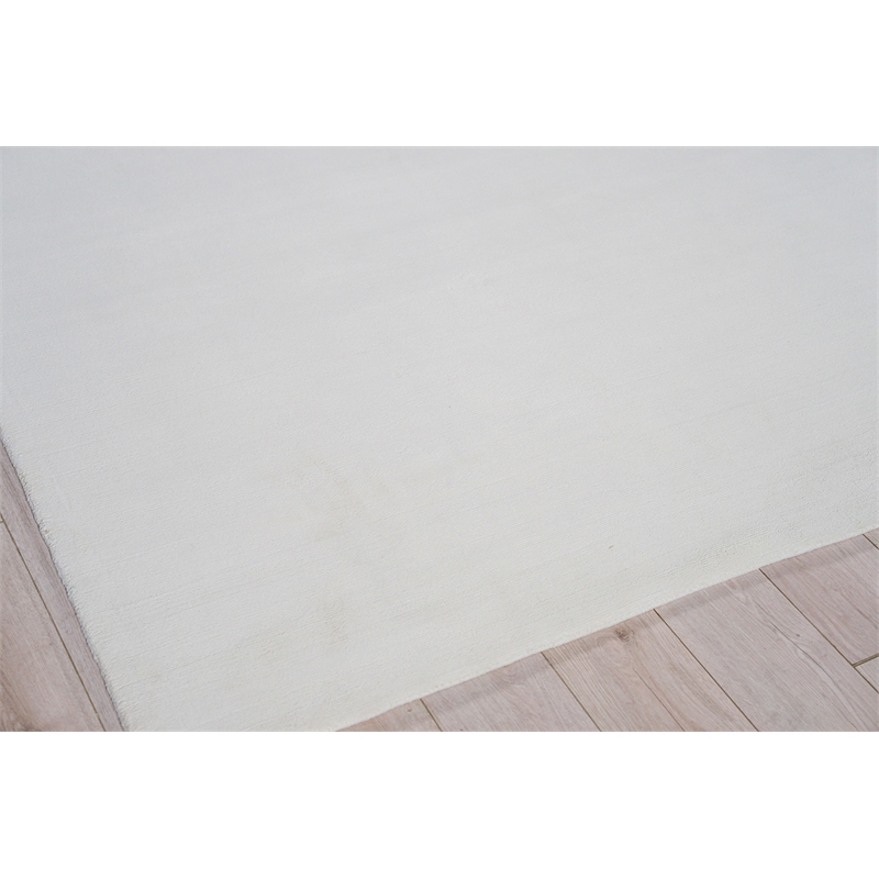 Velutto Modern Handloomed Silky Nylon White 8'x10' Area Rug