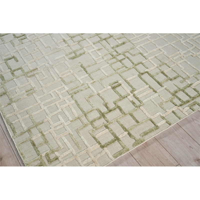 Vista Handloomed Wool/Bamboo Silk Green 12'x15' Area Rug