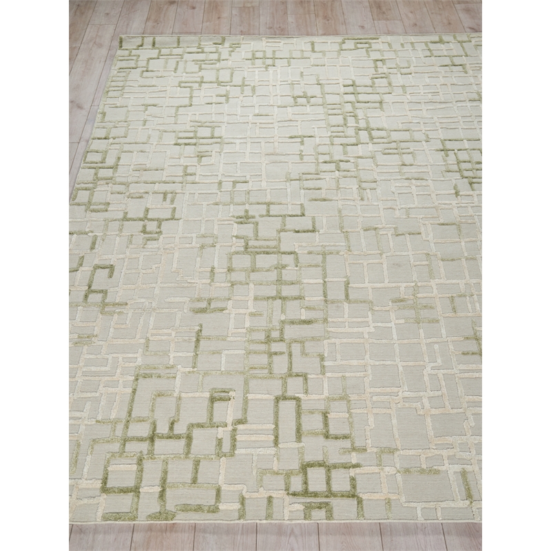Vista Handloomed Wool/Bamboo Silk Green 12'x15' Area Rug