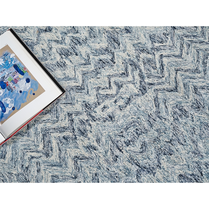 Veneta Hand-Tufted New Zealand Wool Blue 5'x8' Area Rug