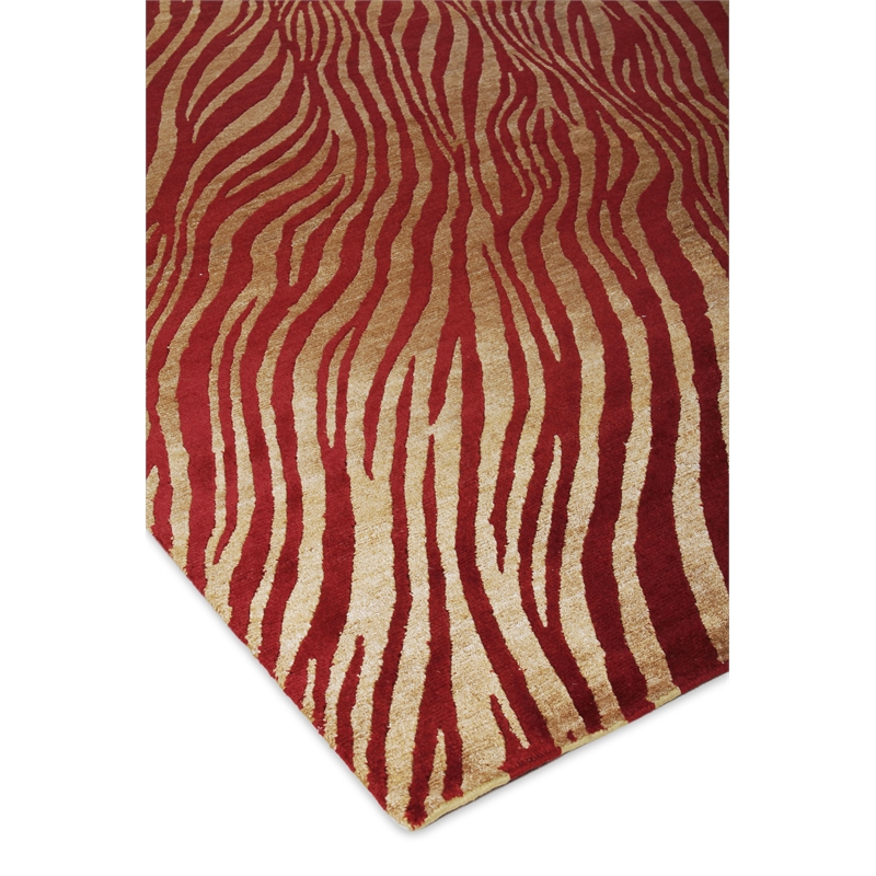 Wilderness Hand-Knotted Wool/Bamboo Silk Red/Gold 8'6