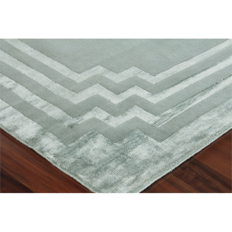 Vero Hand-Knotted Wool/Bamboo Silk Aqua 6'x9' Area Rug