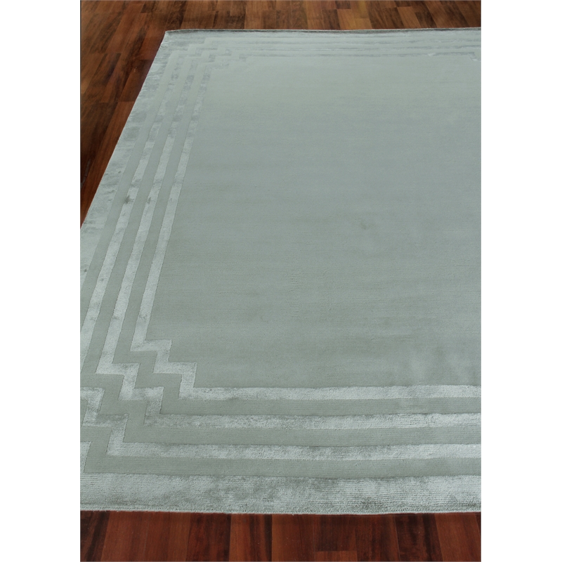Vero Hand-Knotted Wool/Bamboo Silk Aqua 6'x9' Area Rug