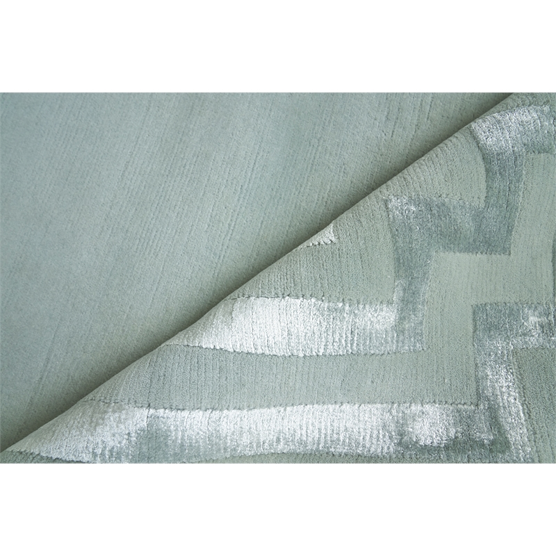 Vero Hand-Knotted Wool/Bamboo Silk Aqua 6'x9' Area Rug