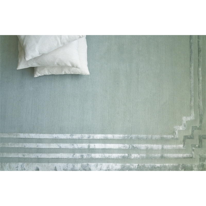 Vero Hand-Knotted Wool/Bamboo Silk Aqua 6'x9' Area Rug
