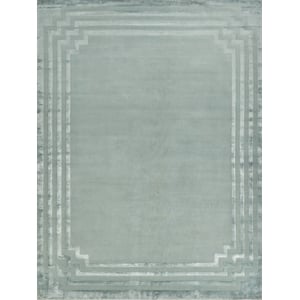 Vero Hand-Knotted Wool/Bamboo Silk Aqua 8'x10' Area Rug