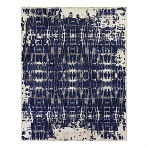 Vertigo Hand-Knotted Wool/Bamboo Silk Navy/Gray/Ivory 8'x10' Area Rug