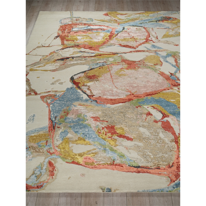 Vibrance Hand-Knotted Wool/Bamboo Silk Pink/Red/Blue/Multi 8'x10' Area Rug
