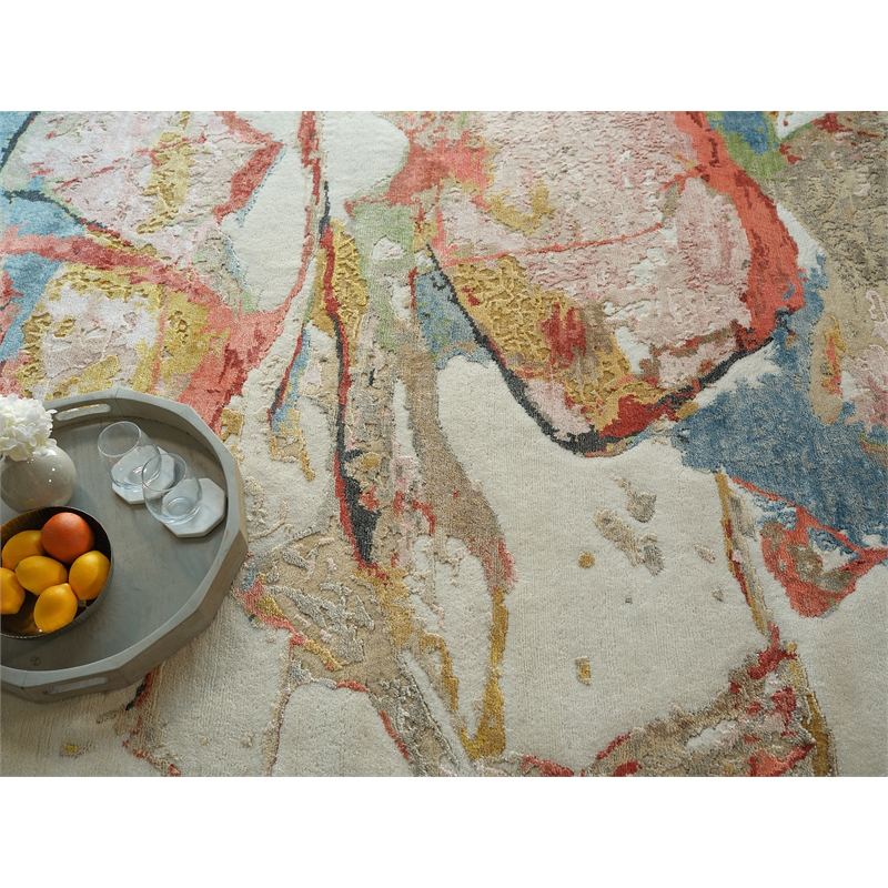 Vibrance Hand-Knotted Wool/Bamboo Silk Pink/Red/Blue/Multi 8'x10' Area Rug