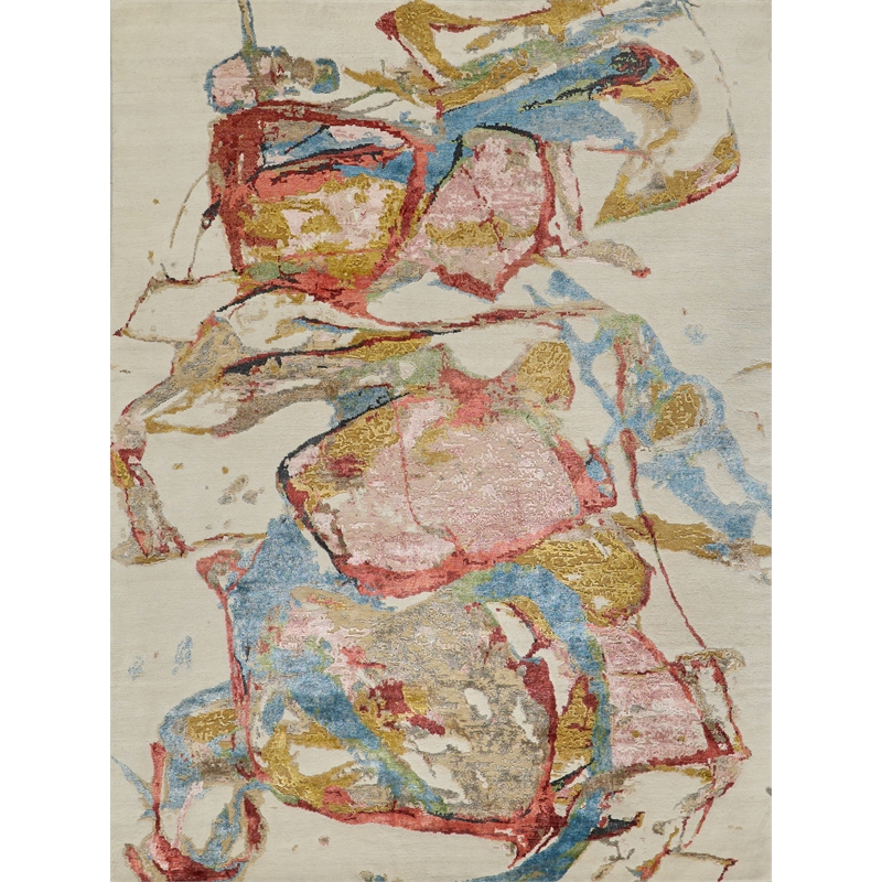 Vibrance Hand-Knotted Wool/Bamboo Silk Pink/Red/Blue/Multi 8'x10' Area Rug