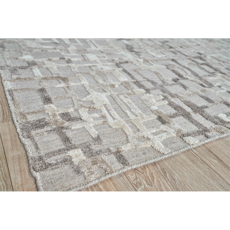Vista Handloomed Wool/Bamboo Silk Mocha Beige 6'x9' Area Rug