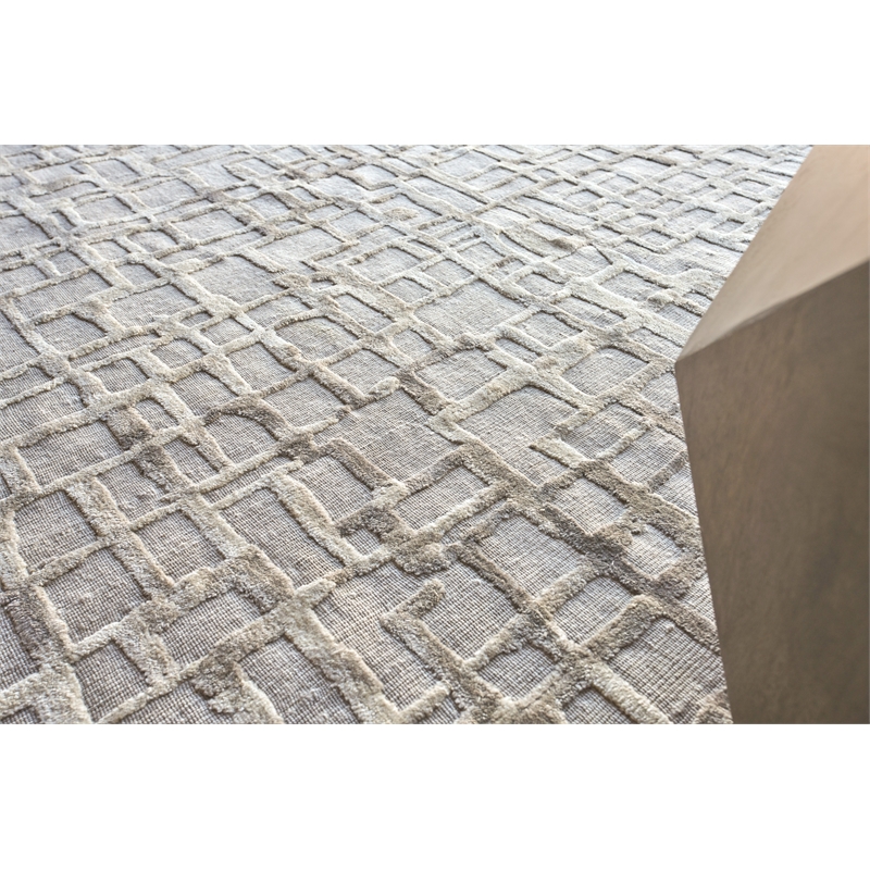 Vista Handloomed Wool/Bamboo Silk Mocha Beige 8'x10' Area Rug