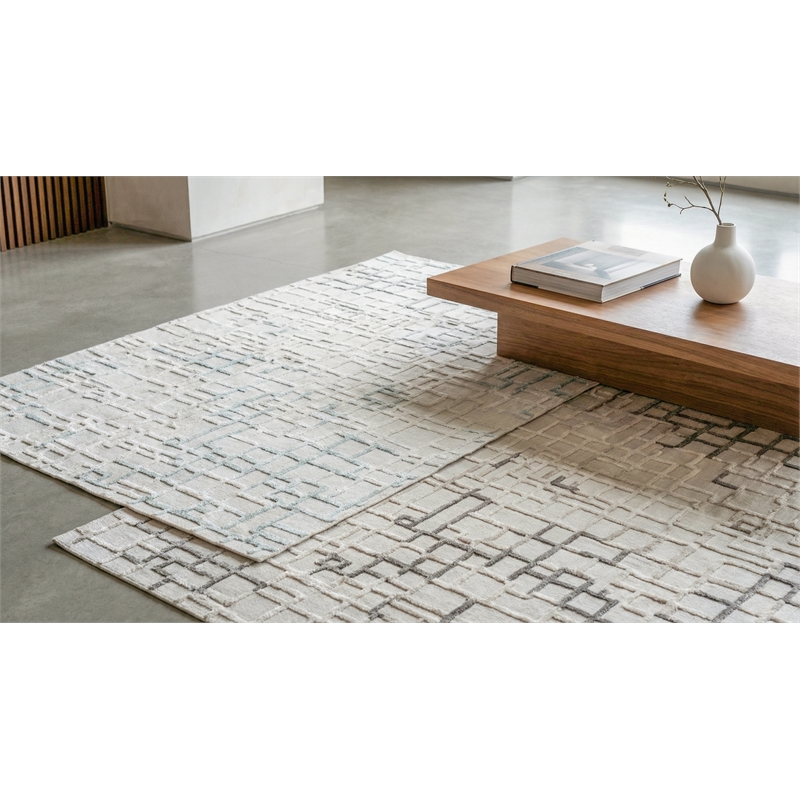 Vista Handloomed Wool/Bamboo Silk Mocha Beige 8'x10' Area Rug