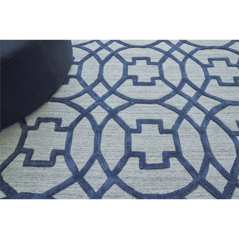 Windsor Handloomed Wool/Bamboo Silk Dark Blue/Gray 14'x18' Area Rug
