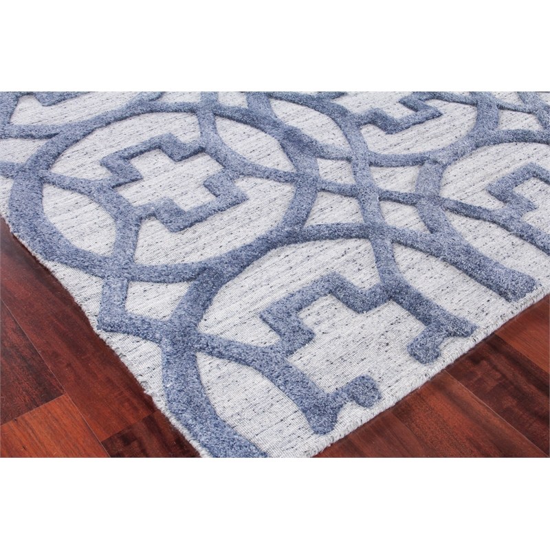 Windsor Handloomed Wool/Bamboo Silk Dark Blue/Gray 6'x9' Area Rug