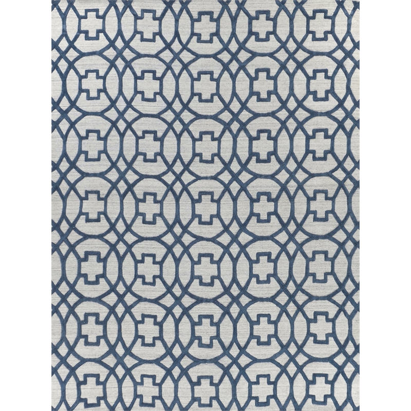Windsor Handloomed Wool/Bamboo Silk Dark Blue/Gray 6'x9' Area Rug
