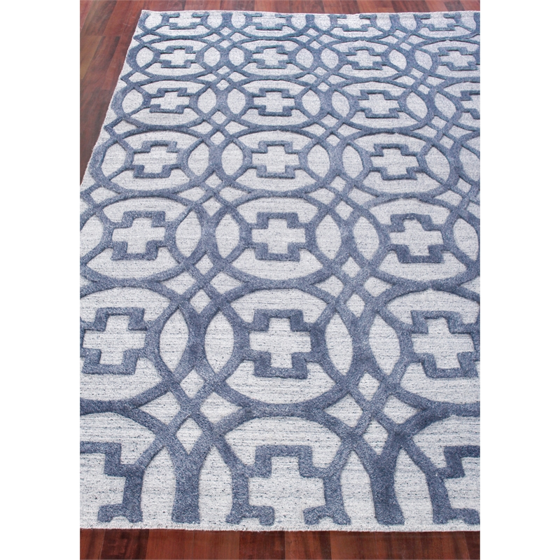 Windsor Handloomed Wool/Bamboo Silk Dark Blue/Gray 8'x10' Area Rug