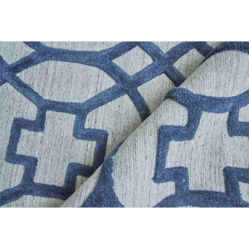 Windsor Handloomed Wool/Bamboo Silk Dark Blue/Gray 8'x10' Area Rug
