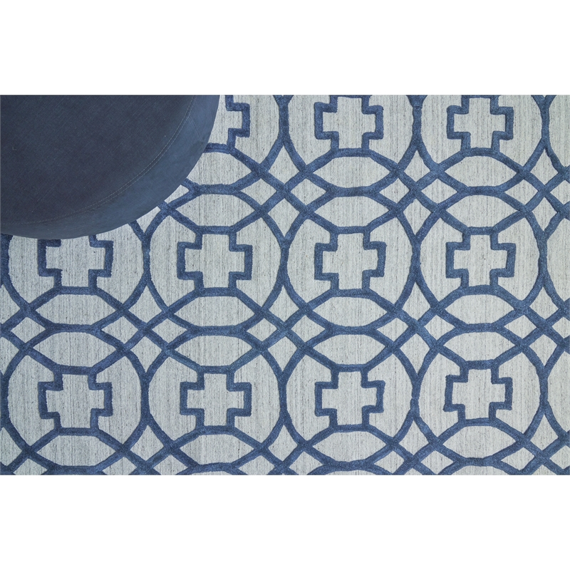 Windsor Handloomed Wool/Bamboo Silk Dark Blue/Gray 8'x10' Area Rug