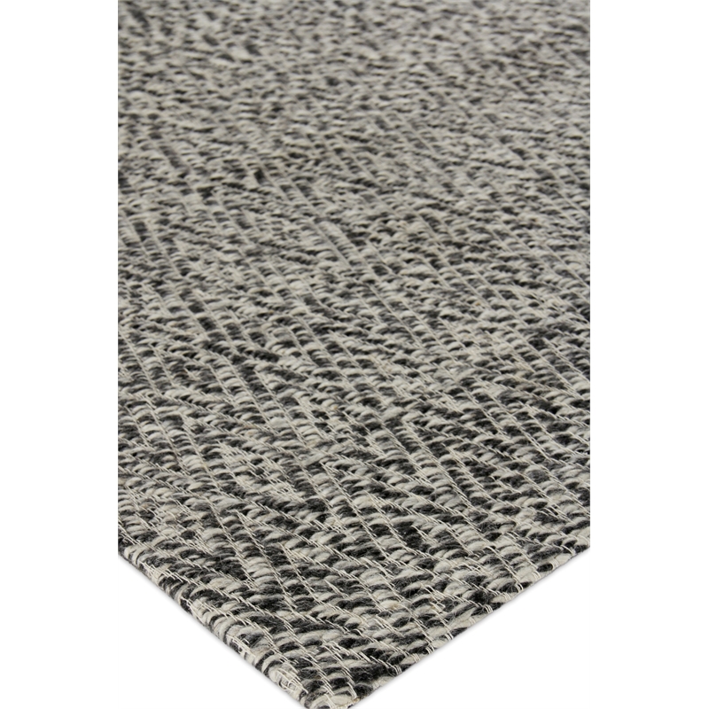 Woven Earth Flatweave New Zealand Wool Black 6'x9' Area Rug