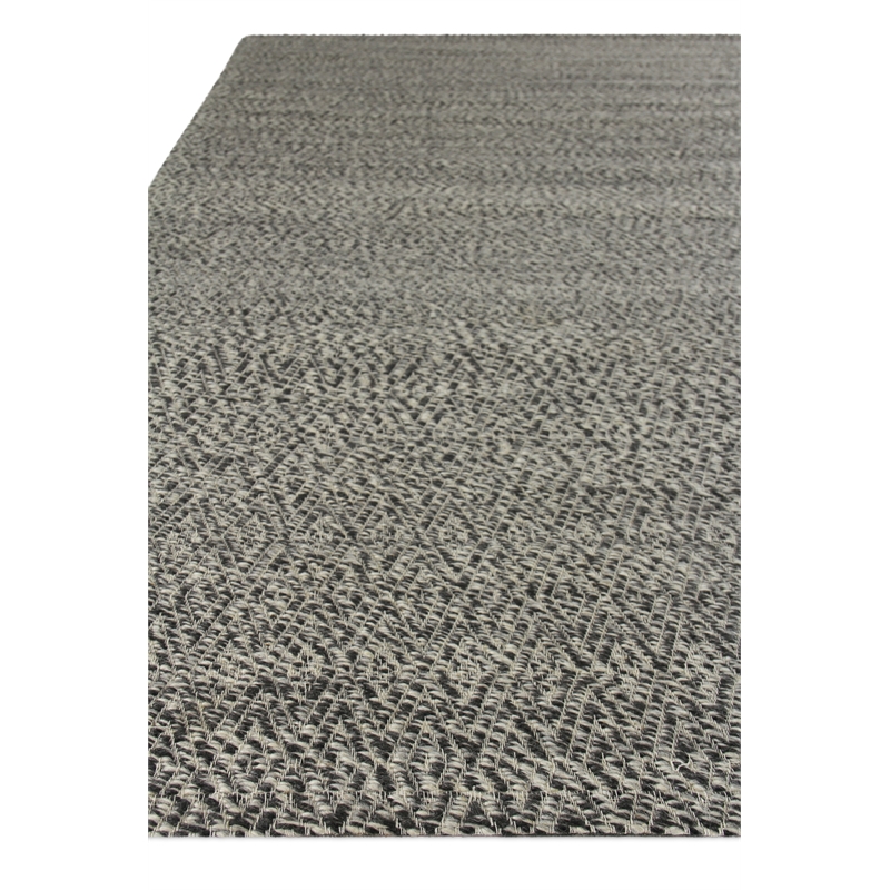 Woven Earth Flatweave New Zealand Wool Black 6'x9' Area Rug