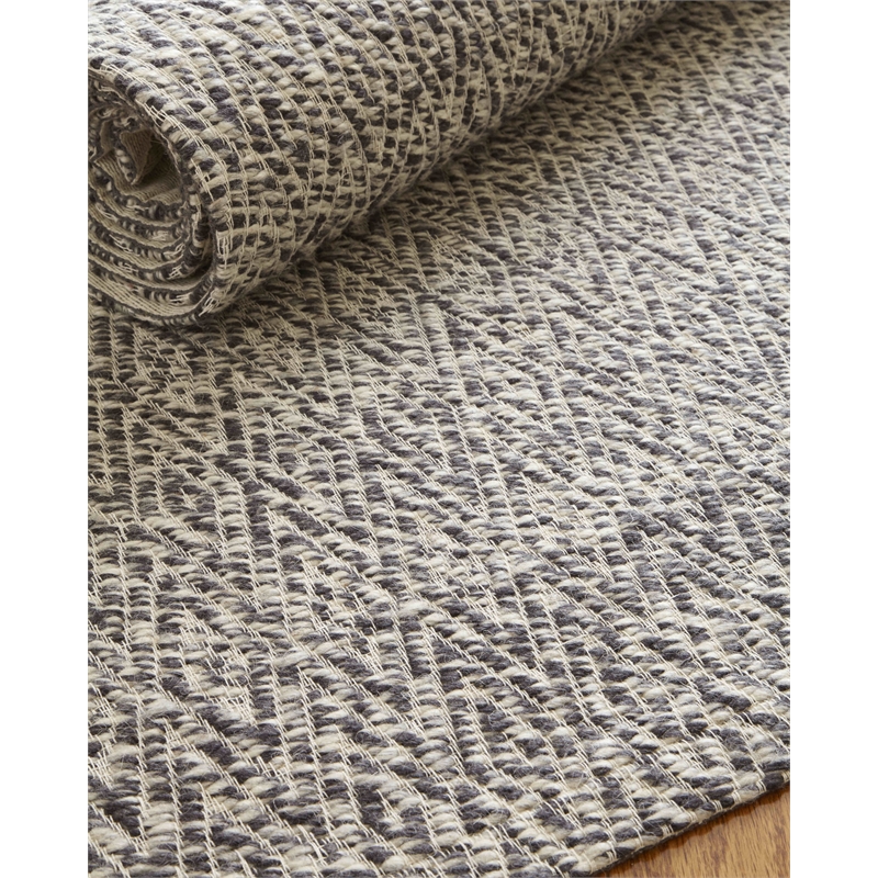Woven Earth Flatweave New Zealand Wool Black 6'x9' Area Rug