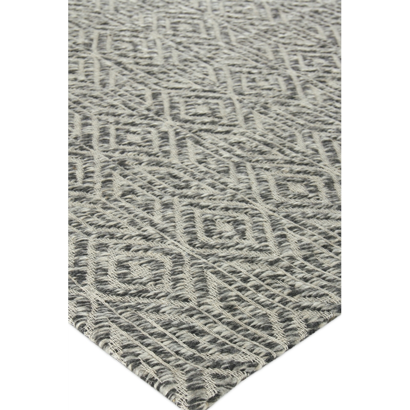 Woven Earth Flatweave New Zealand Wool Black 6'x9' Area Rug