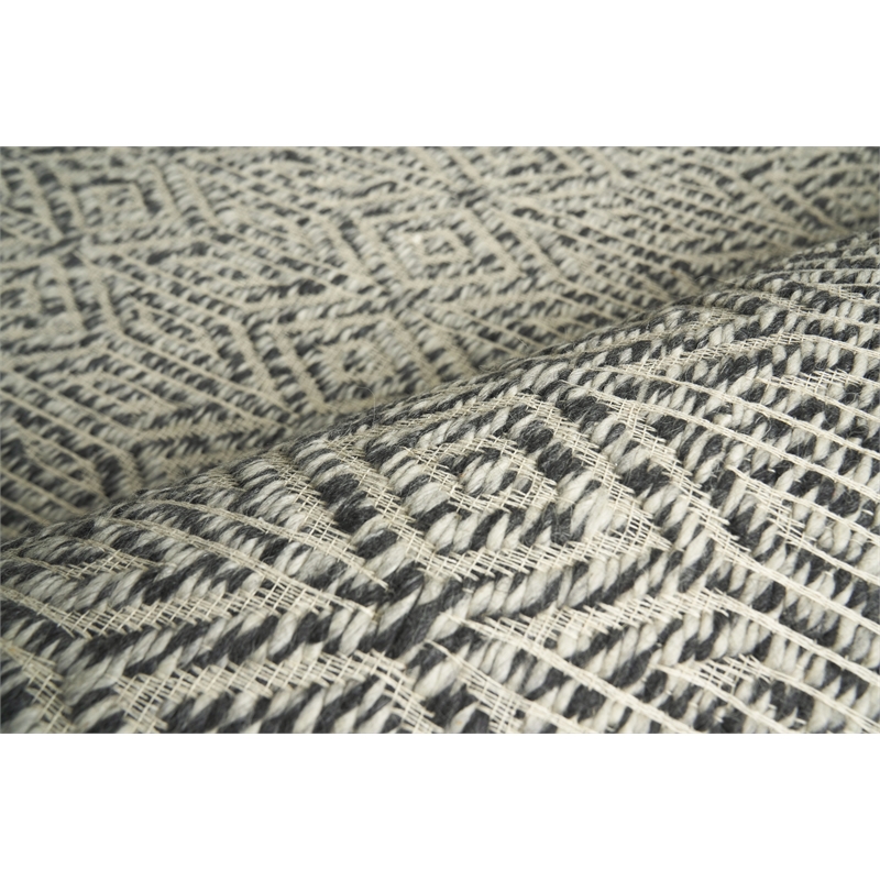Woven Earth Flatweave New Zealand Wool Black 6'x9' Area Rug