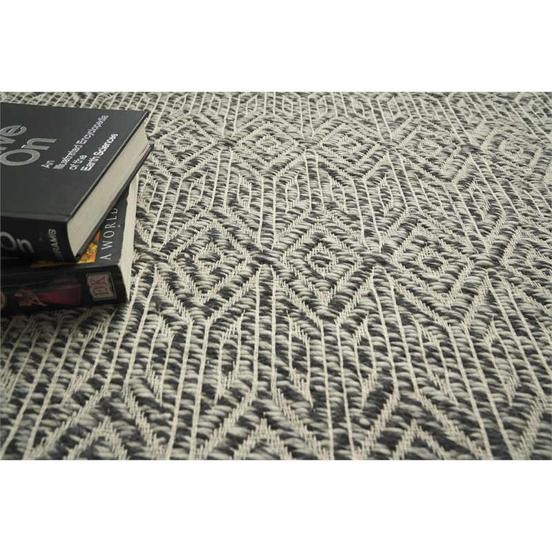 Woven Earth Flatweave New Zealand Wool Black 6'x9' Area Rug