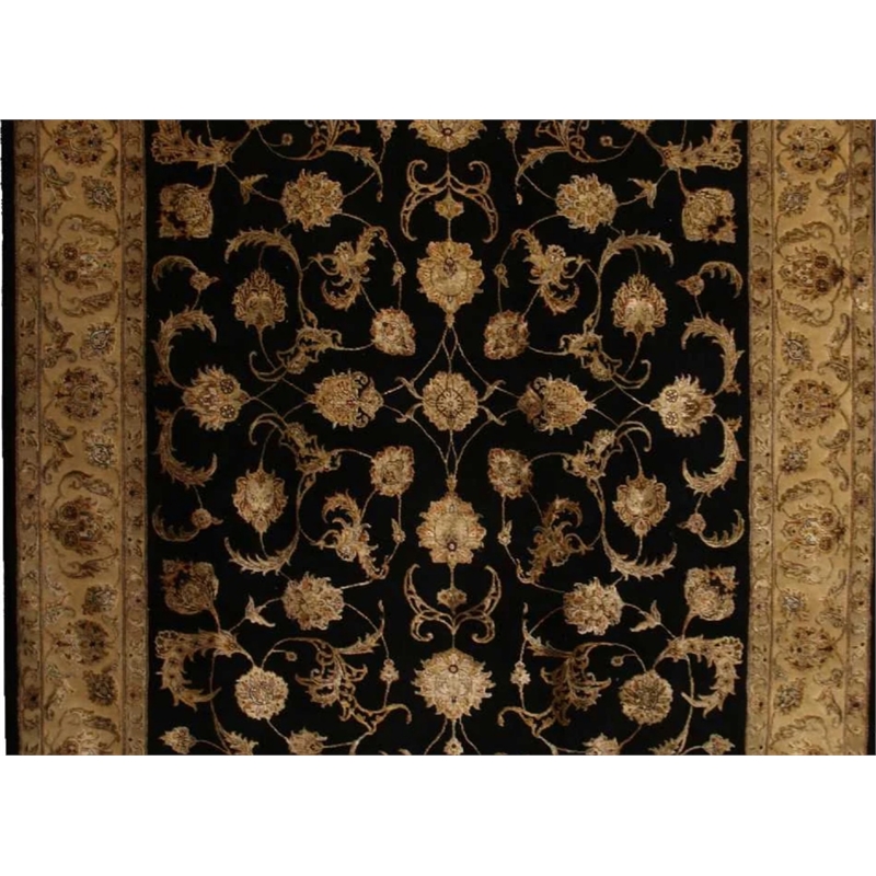 Hand-Knotted Wool/Silk Black/Gold 8'x10' Area Rug