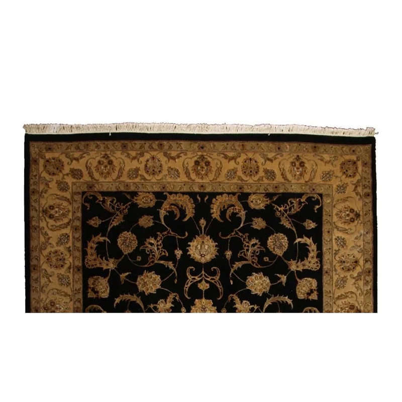 Hand-Knotted Wool/Silk Black/Gold 8'x10' Area Rug