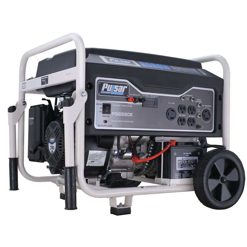 Pulsar 6580 Watt Gasoline Powered Portable Generator w/ Electric Start in Black