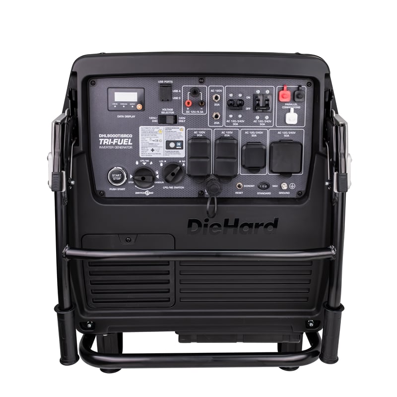 DieHard 9000 Watt Tri-Fuel Gasoline Inverter Generator w/ Remote Start in Black