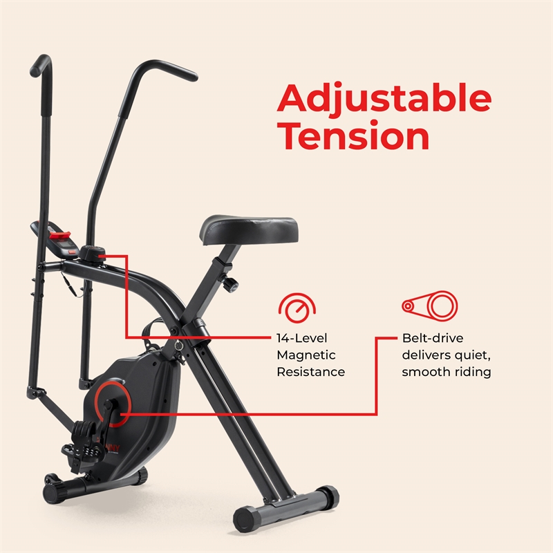 Sunny Health & Fitness Smart Total Body X Bike in Black