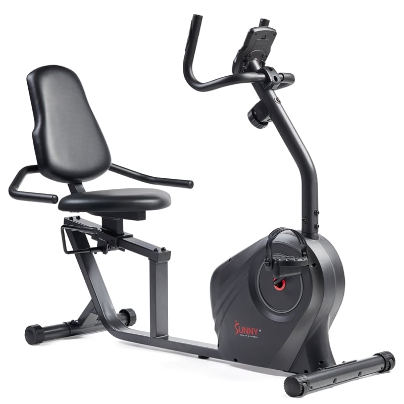 Sunny Health & Fitness Smart Recumb Bike w/ Adj Seat in Gray