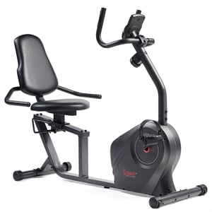 Sunny Health & Fitness Smart Recumb Bike w/ Adj Seat in Gray