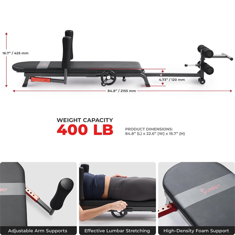 Sunny Health & Fitness Adj Stretch & Decompression Table in Black