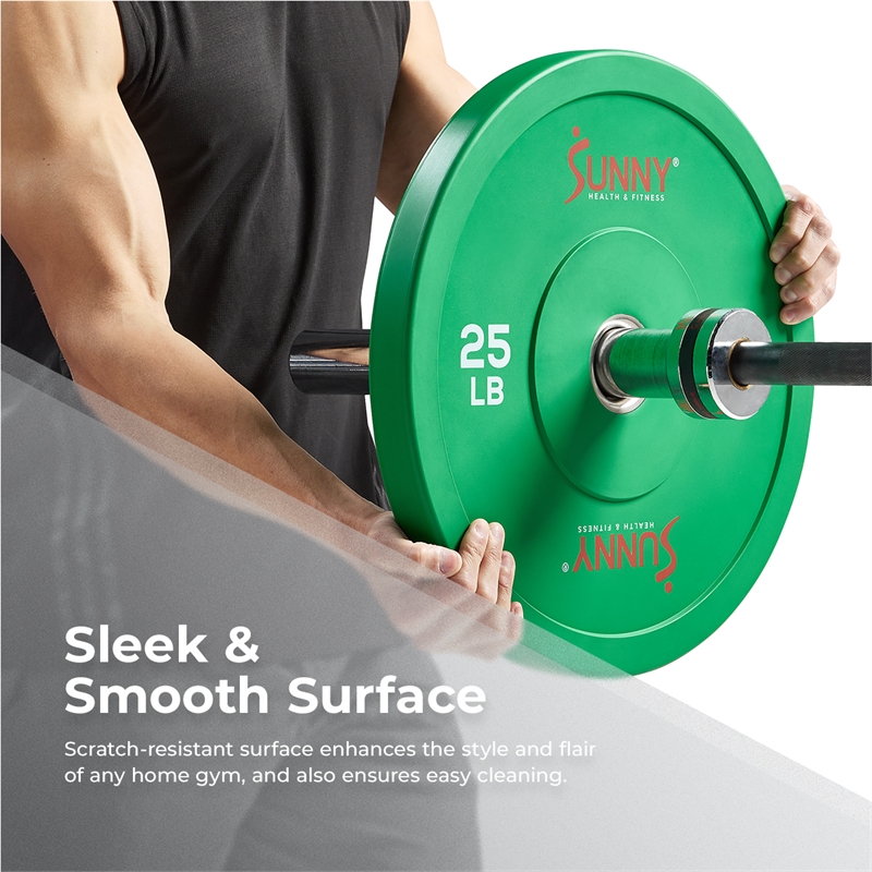 Sunny Health & Fitness Elite 2-inch Rubber Olympic Plates 15 lb (Pair) in Gray